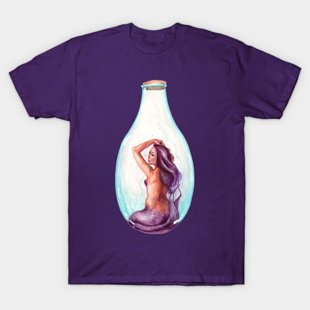 Purple Bottled Mermaid T-Shirt by Tiffany Toland-Scott